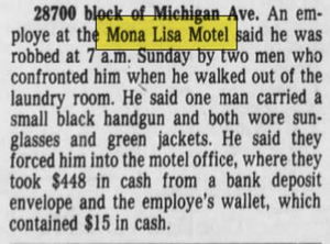 Mona Lisa Motel - March 1984 Robbery
